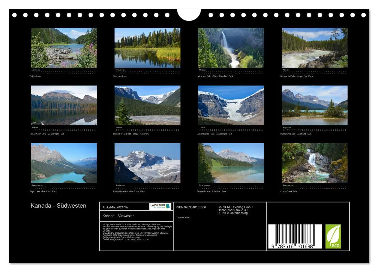 Bild: 9783516101638 | Kanada - Südwesten (Wandkalender 2026 DIN A4 quer), CALVENDO...