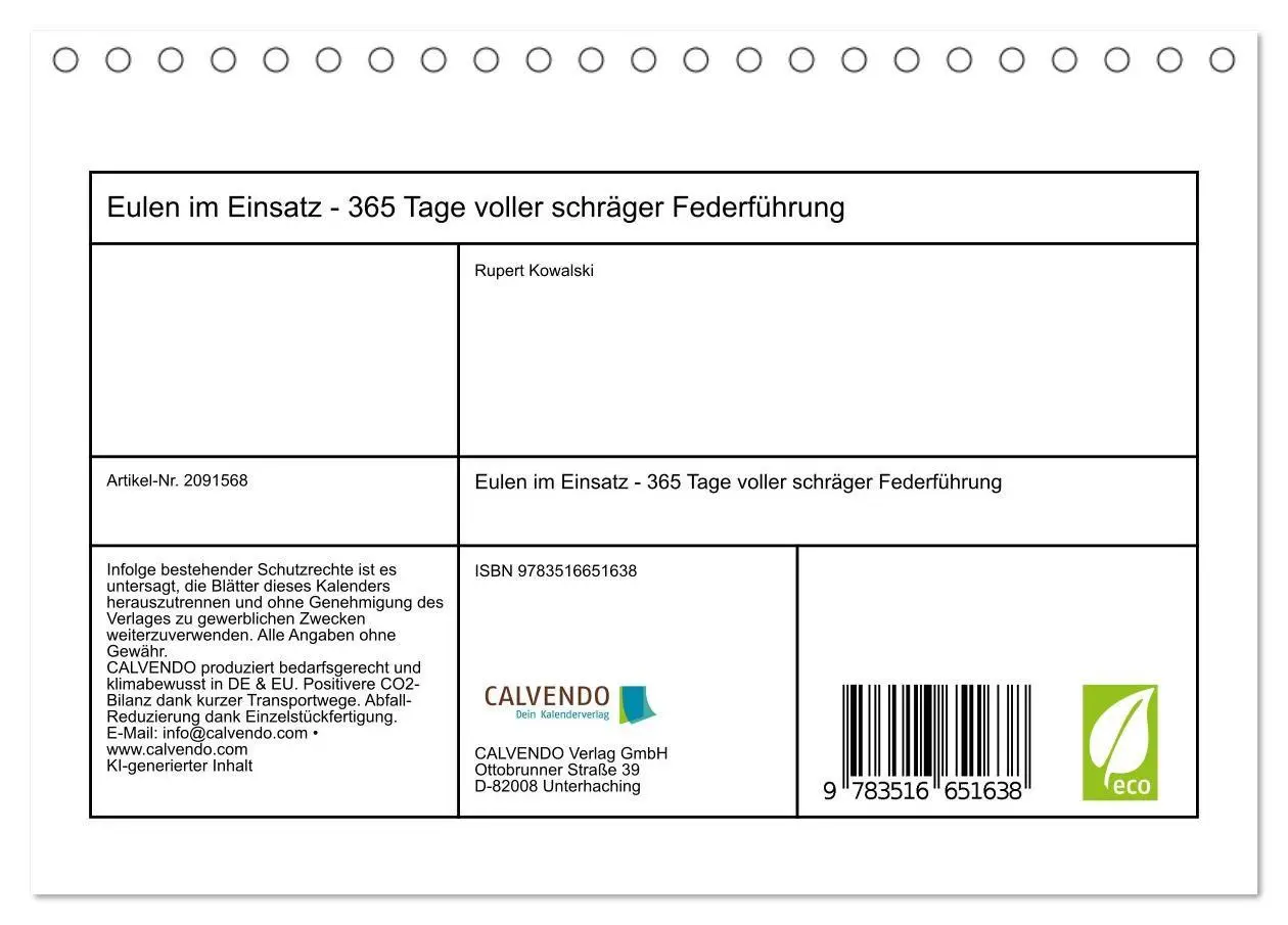 Bild: 9783516651638 | Eulen im Einsatz - 365 Tage voller schräger Federführung...
