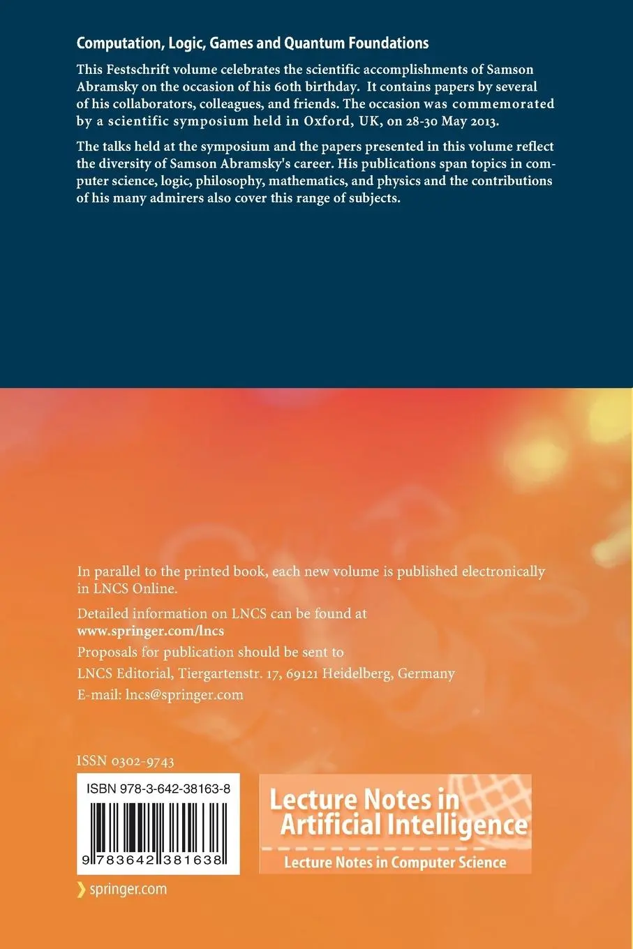 Rückseite: 9783642381638 | Computation, Logic, Games, and Quantum Foundations - The Many...