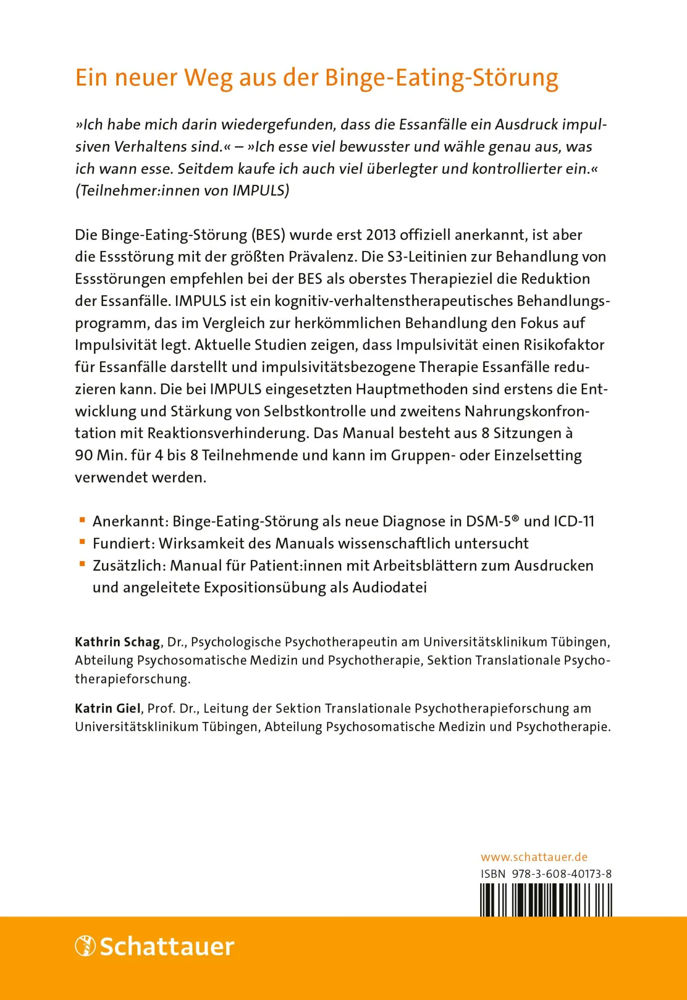 Rückseite: 9783608401738 | Binge Eating | Kathrin Schag (u. a.) | Taschenbuch | 116 S. | Deutsch