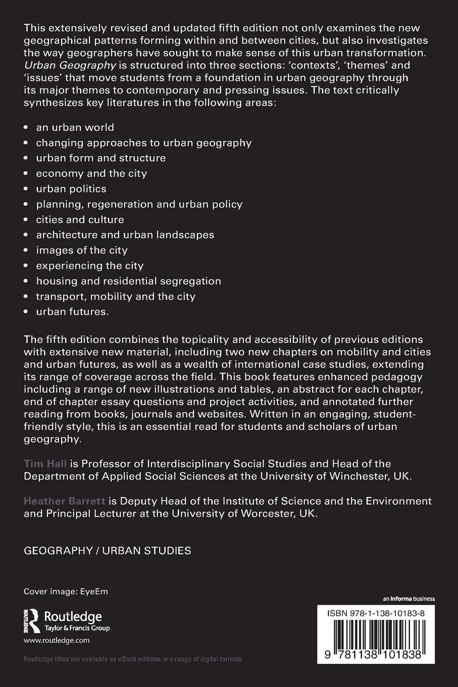 Rückseite: 9781138101838 | Urban Geography | Tim Hall (u. a.) | Taschenbuch | Englisch | 2017