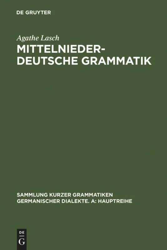 Cover: 9783484101838 | Mittelniederdeutsche Grammatik | Agathe Lasch | Buch | Deutsch