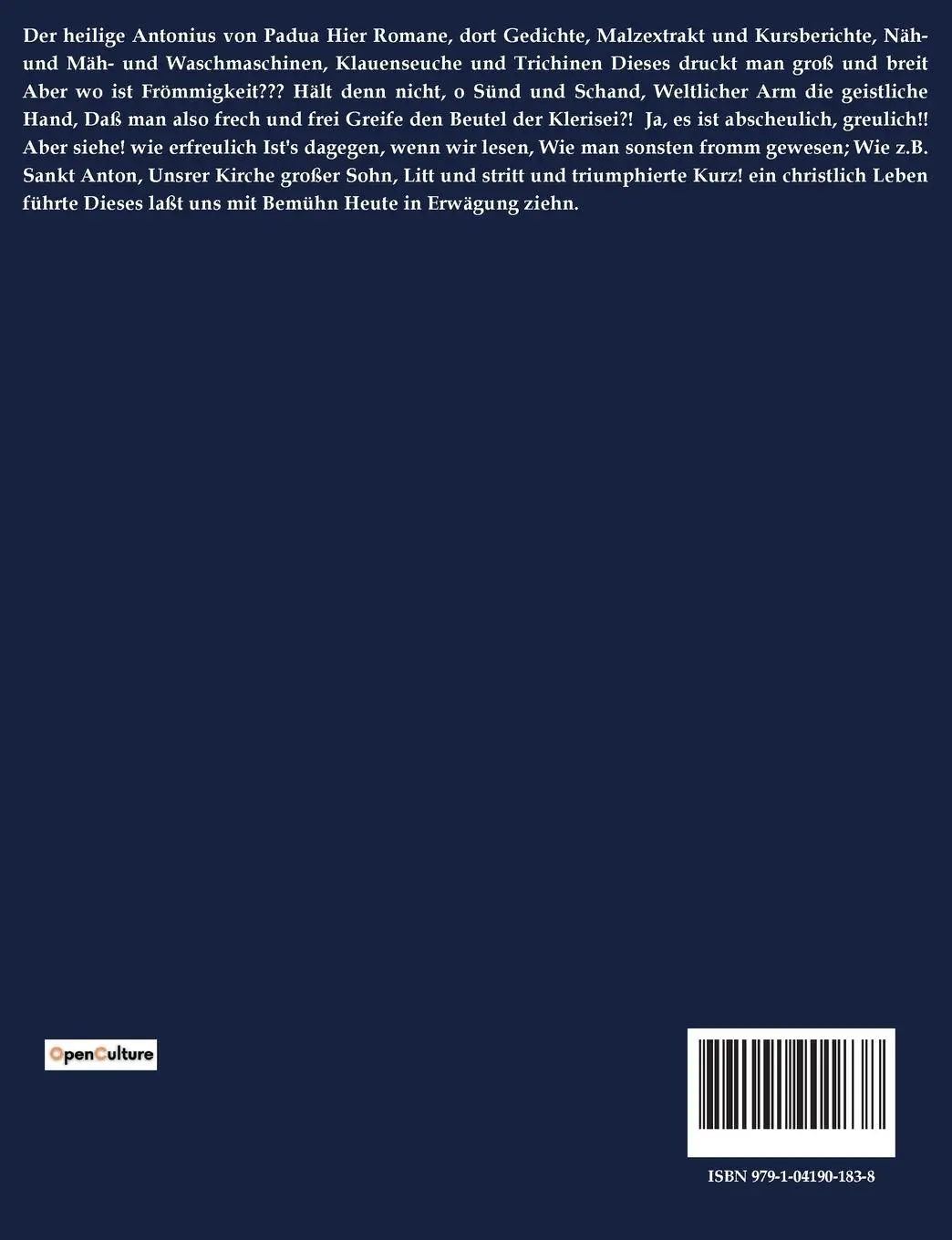 Rückseite: 9791041901838 | Der heilige Antonius von Padua | Wilhelm Busch | Taschenbuch | 82 S.