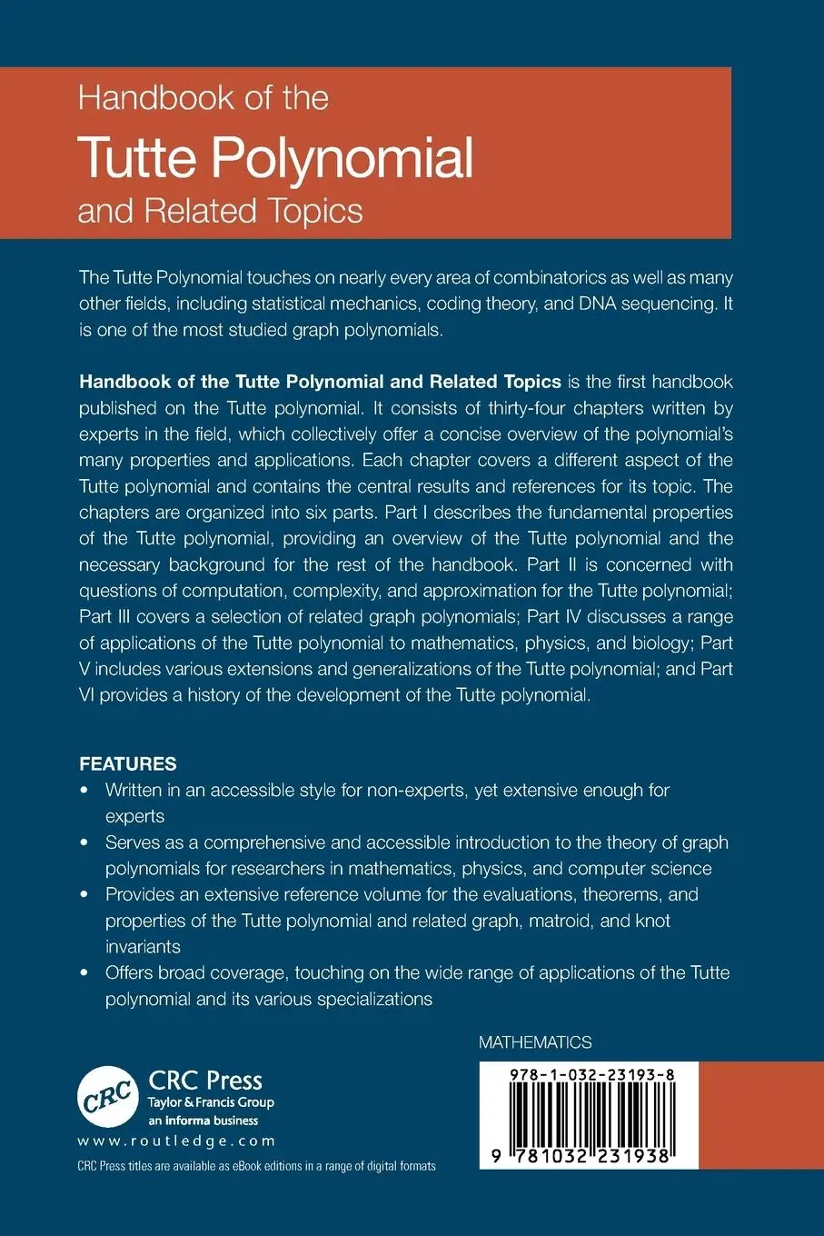Rückseite: 9781032231938 | Handbook of the Tutte Polynomial and Related Topics | Taschenbuch