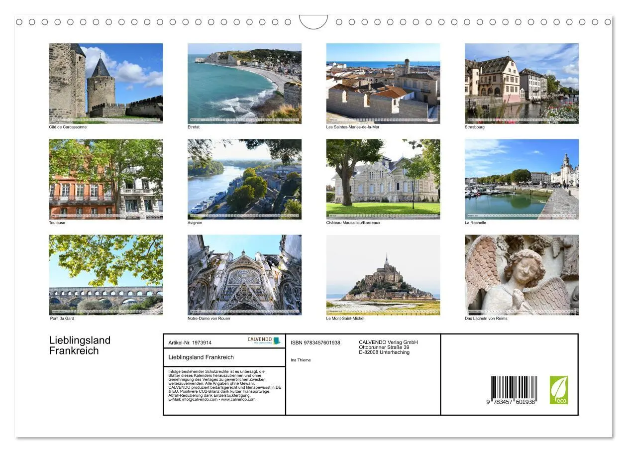 Bild: 9783457601938 | Lieblingsland Frankreich (Wandkalender 2026 DIN A3 quer), CALVENDO...