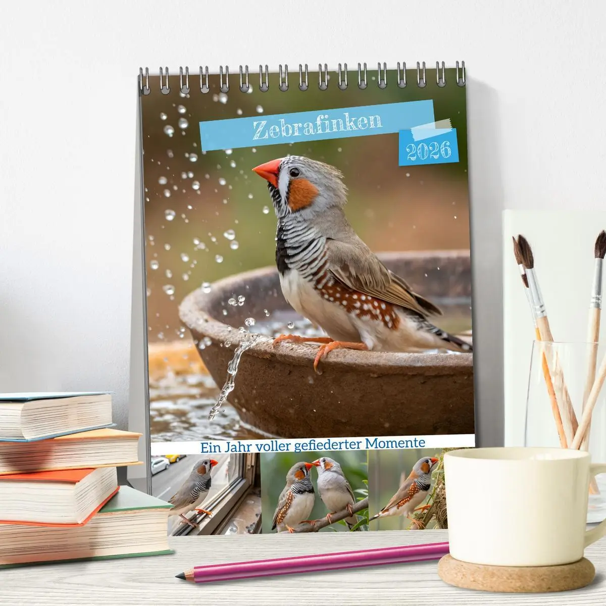 Bild: 9783516241938 | Zebrafinken - Ein Jahr voller gefiederter Momente (Tischkalender...