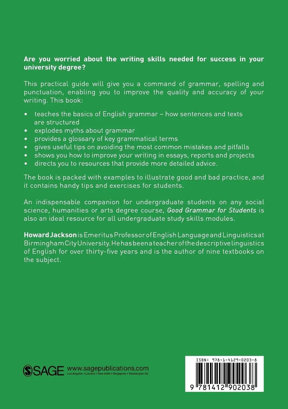 Rückseite: 9781412902038 | Good Grammar for Students | Howard Jackson | Taschenbuch | Englisch