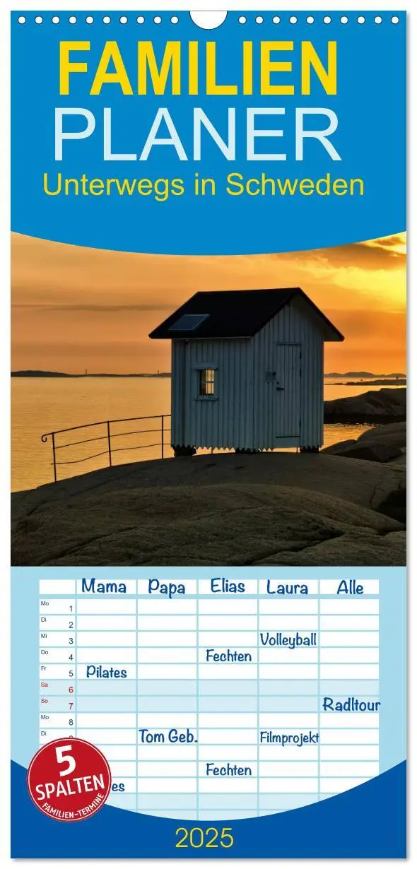 Cover: 9783457112038 | Familienplaner 2025 - Unterwegs in Schweden mit 5 Spalten...