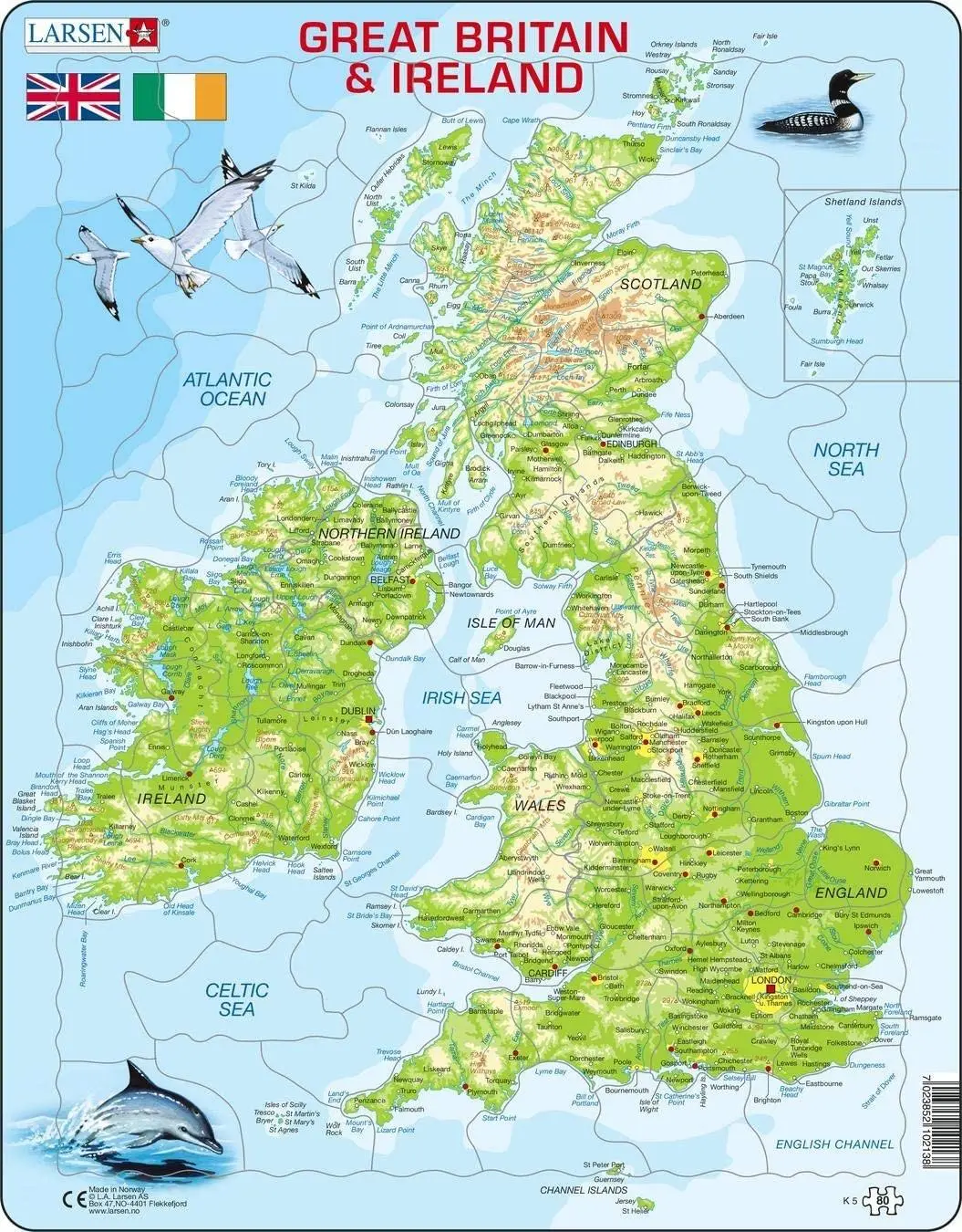 Cover: 7023852102138 | Puzzle - Großbritannien &amp; Irland (physisch) | Puzzle | 2016 | Larsen