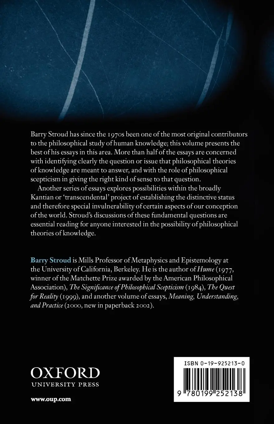 Rückseite: 9780199252138 | Understanding Human Knowledge | Philosophical Essays | Barry Stroud