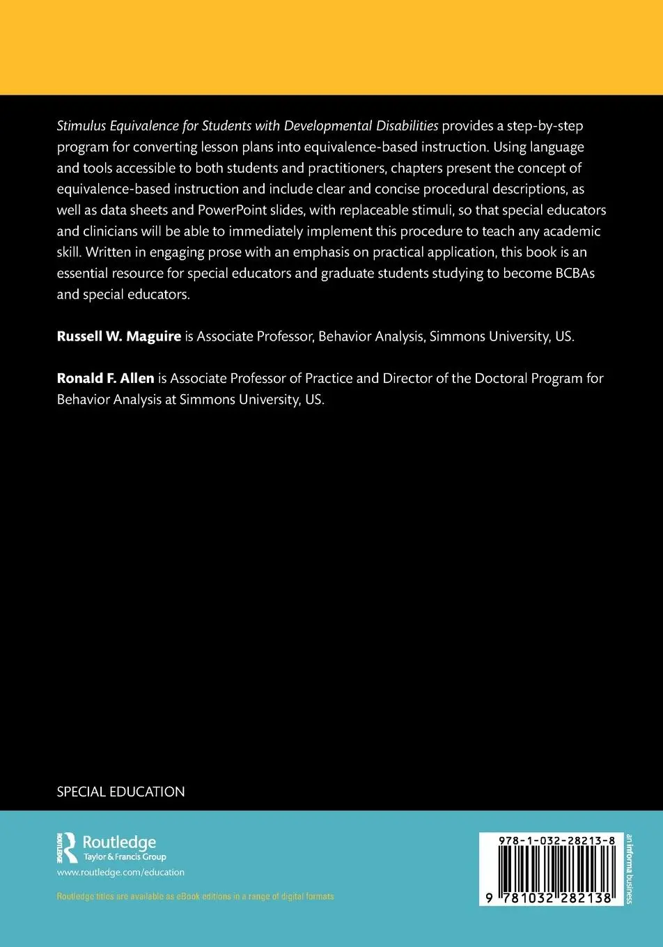 Rückseite: 9781032282138 | Stimulus Equivalence for Students with Developmental Disabilities
