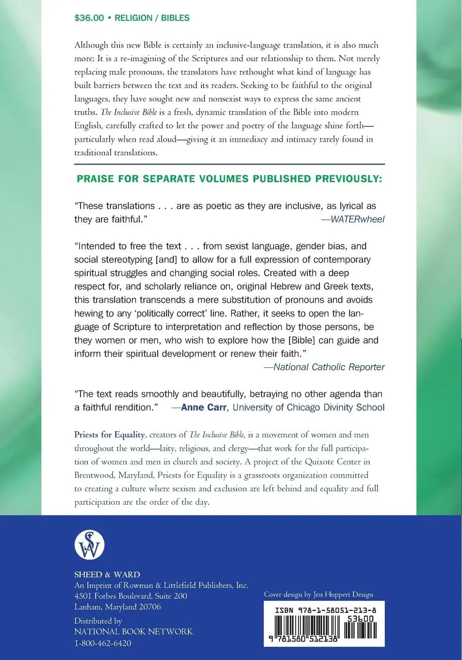 Rückseite: 9781580512138 | Inclusive Bible-OE | The First Egalitarian Translation | Equality