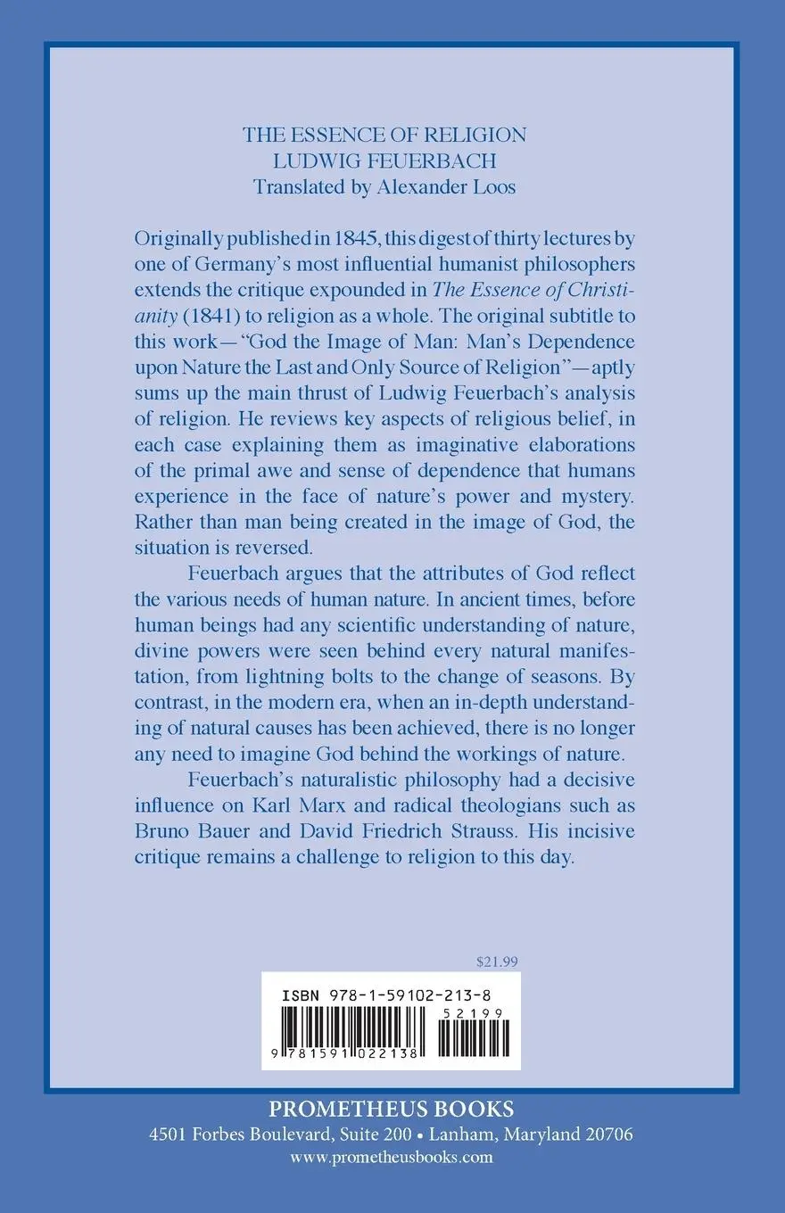 Rückseite: 9781591022138 | The Essence of Religion | Ludwig Feuerbach | Taschenbuch | Englisch