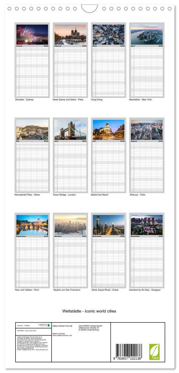 Bild: 9783457102138 | Familienplaner 2025 - Weltstädte - Iconic world cities mit 5...