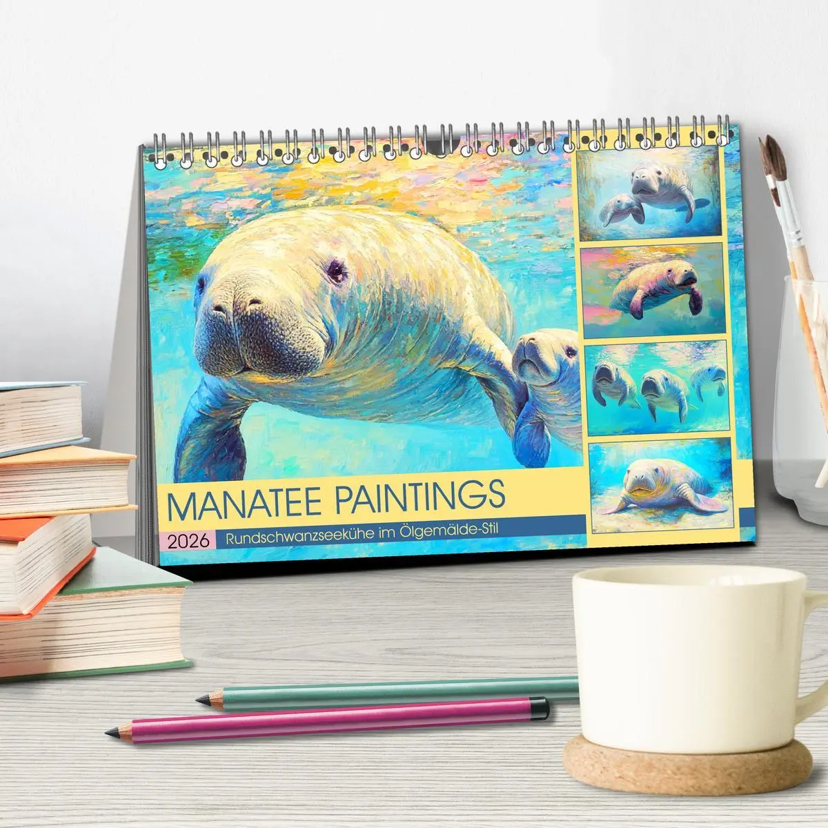 Bild: 9783457342138 | Manatee Paintings. Rundschwanzseekühe im Ölgemälde-Stil...