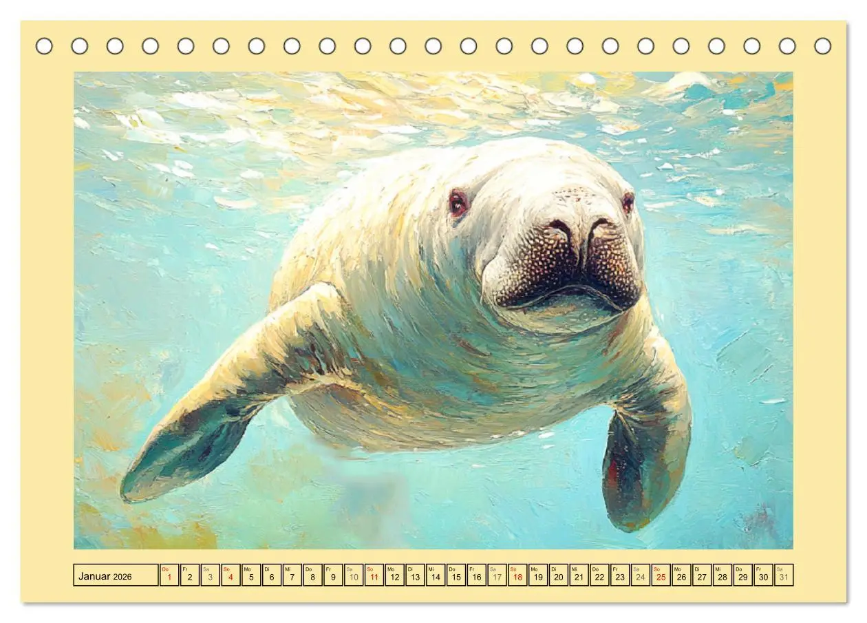Bild: 9783457342138 | Manatee Paintings. Rundschwanzseekühe im Ölgemälde-Stil...