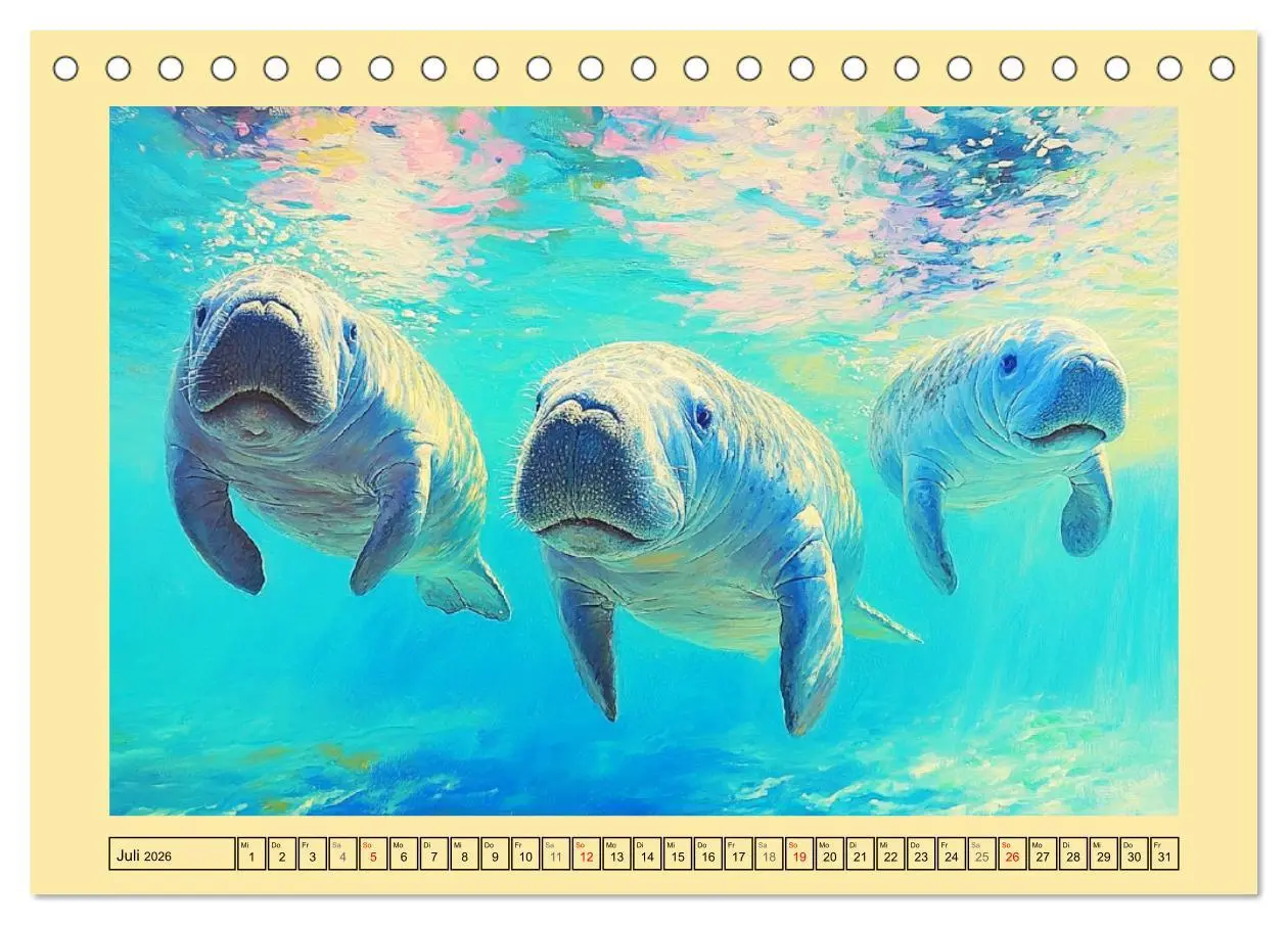 Bild: 9783457342138 | Manatee Paintings. Rundschwanzseekühe im Ölgemälde-Stil...