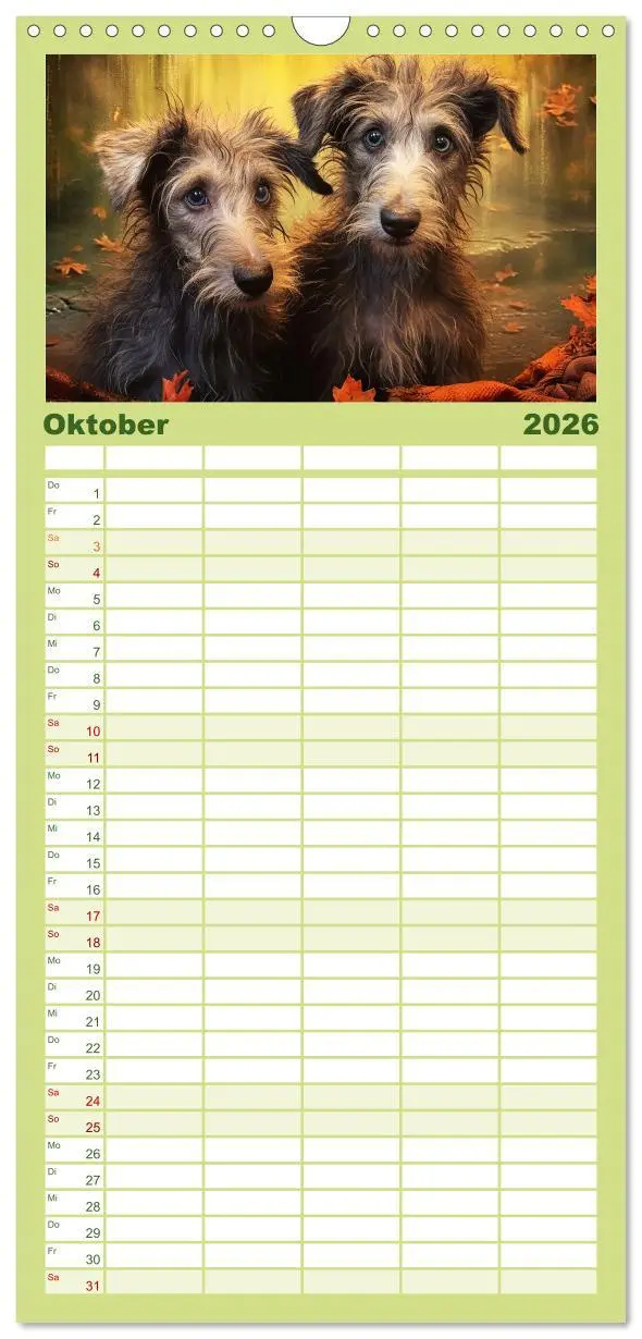 Bild: 9783516502138 | Familienplaner 2026 - Lurcher Portraits - Zwei Welpen entdecken die...