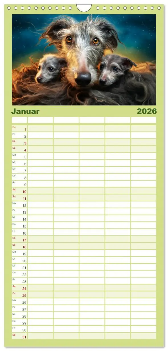Bild: 9783516502138 | Familienplaner 2026 - Lurcher Portraits - Zwei Welpen entdecken die...