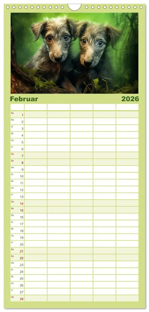 Bild: 9783516502138 | Familienplaner 2026 - Lurcher Portraits - Zwei Welpen entdecken die...