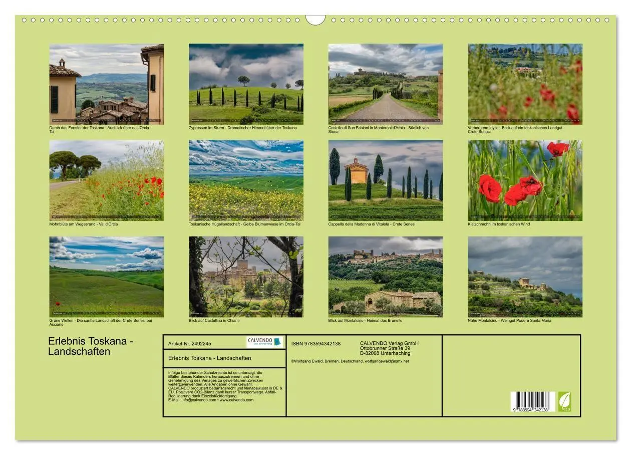 Bild: 9783594342138 | Erlebnis Toskana - Landschaften (Wandkalender 2027 DIN A2 quer),...
