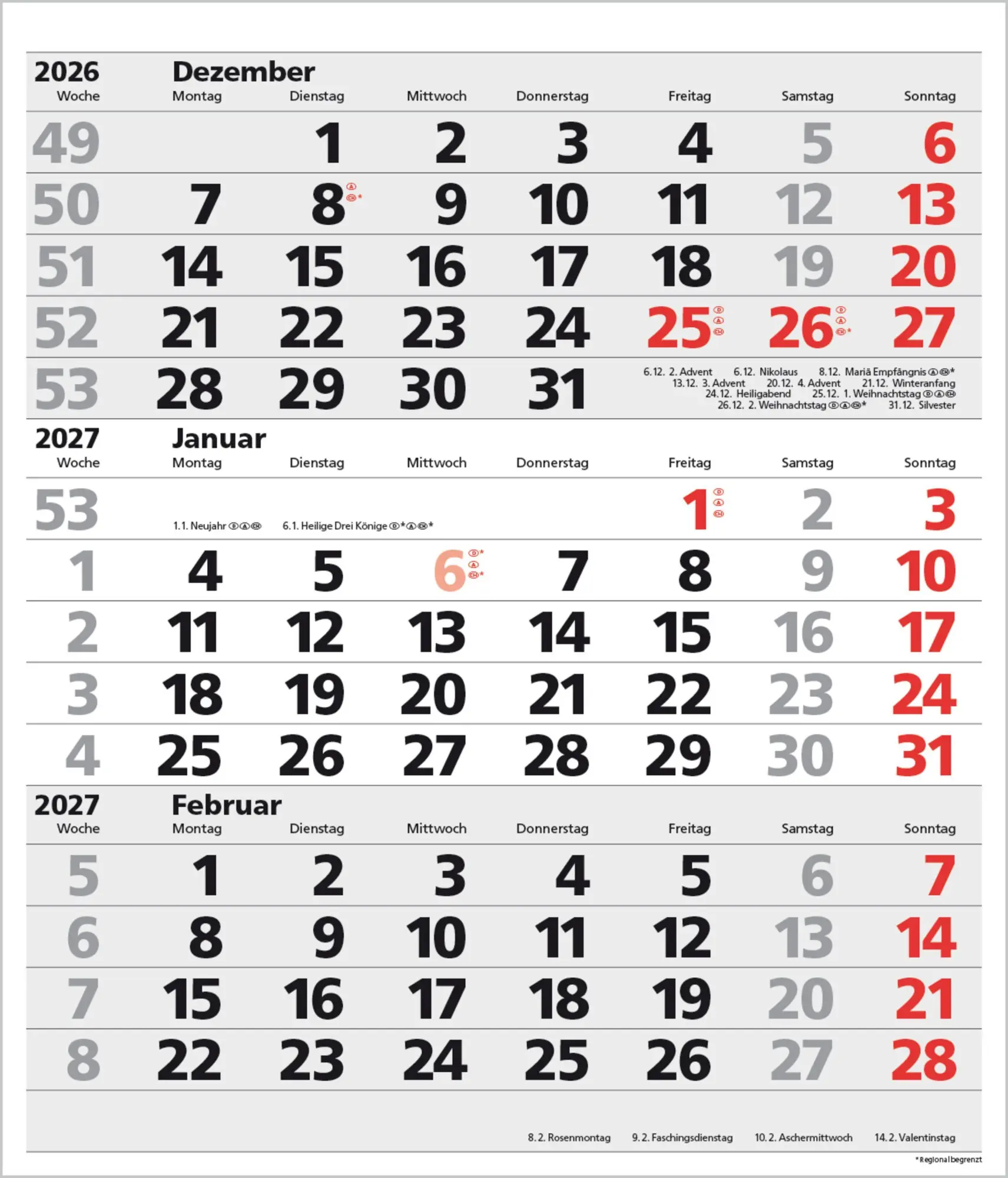 Cover: 9783819302138 | 3-Monats-Planer XL Comfort 2027 | Verlag Korsch | Kalender | 12 S.