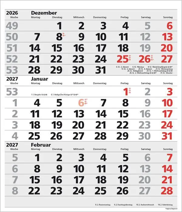 Bild: 9783819302138 | 3-Monats-Planer XL Comfort 2027 | Verlag Korsch | Kalender | 12 S.