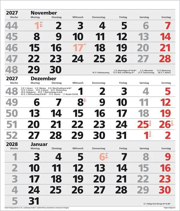 Bild: 9783819302138 | 3-Monats-Planer XL Comfort 2027 | Verlag Korsch | Kalender | 12 S.