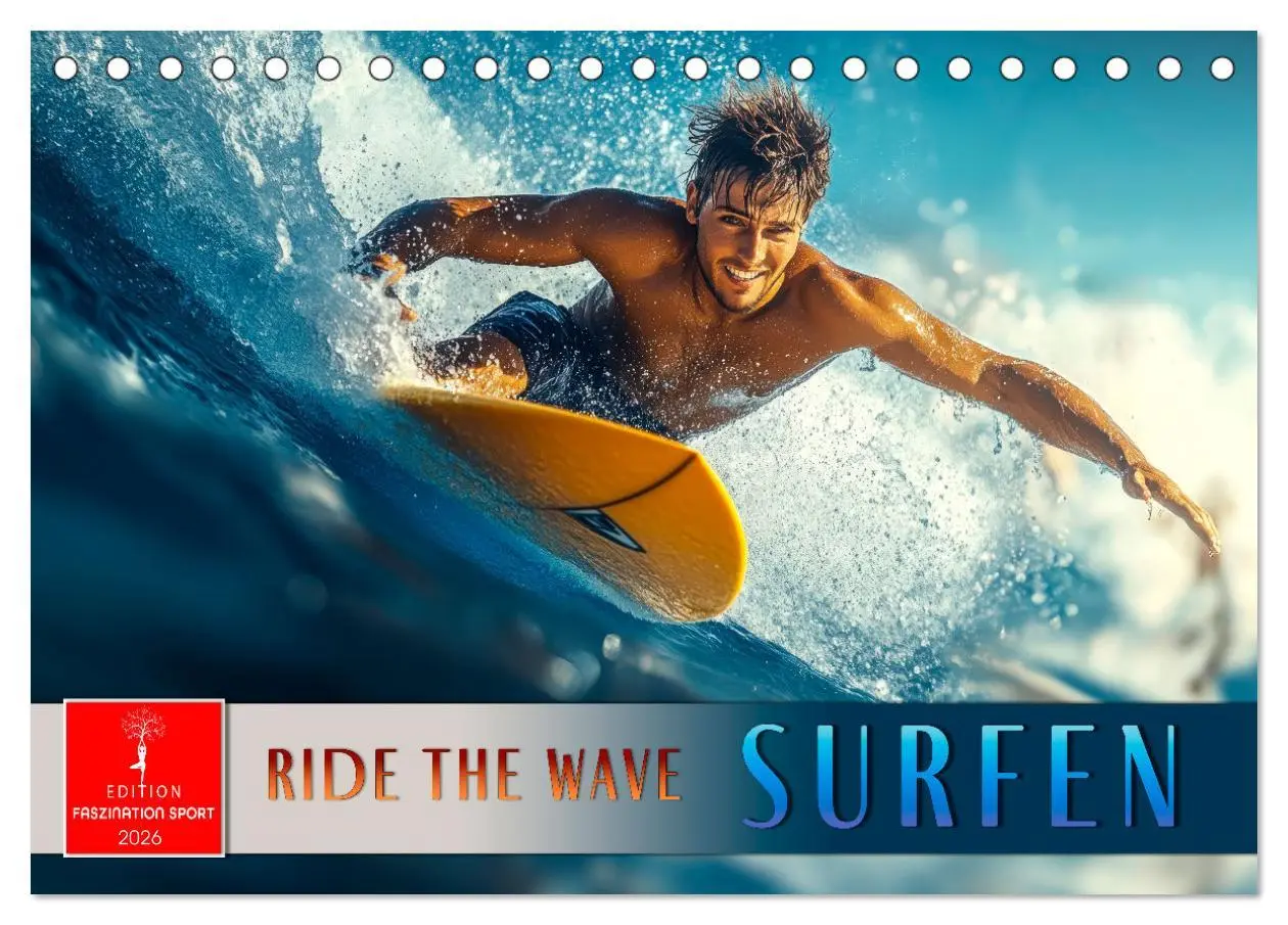 Cover: 9783457262238 | Surfen - Ride the Wave (Tischkalender 2026 DIN A5 quer), CALVENDO...