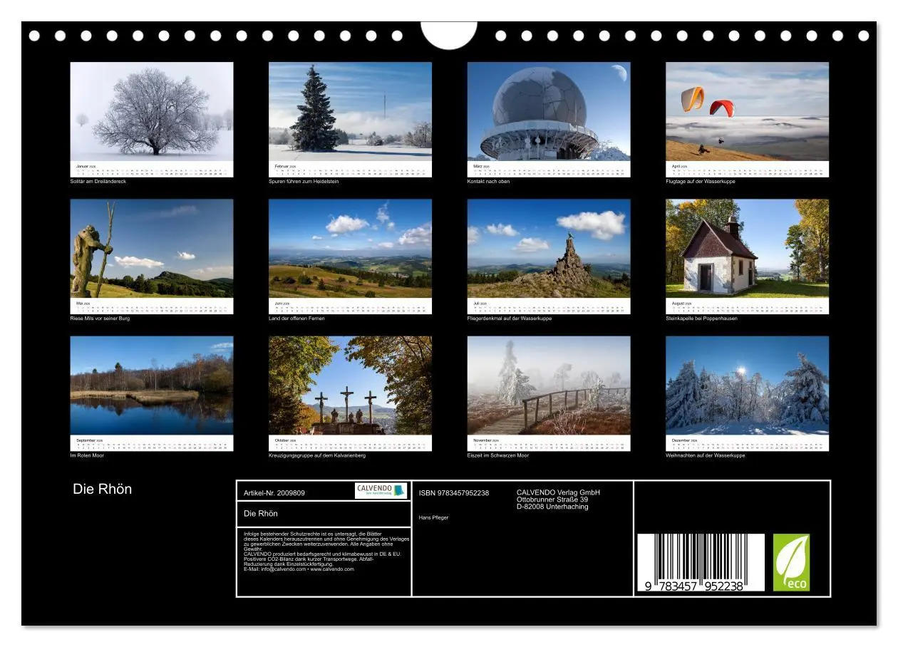 Bild: 9783457952238 | Die Rhön (Wandkalender 2026 DIN A4 quer), CALVENDO Monatskalender