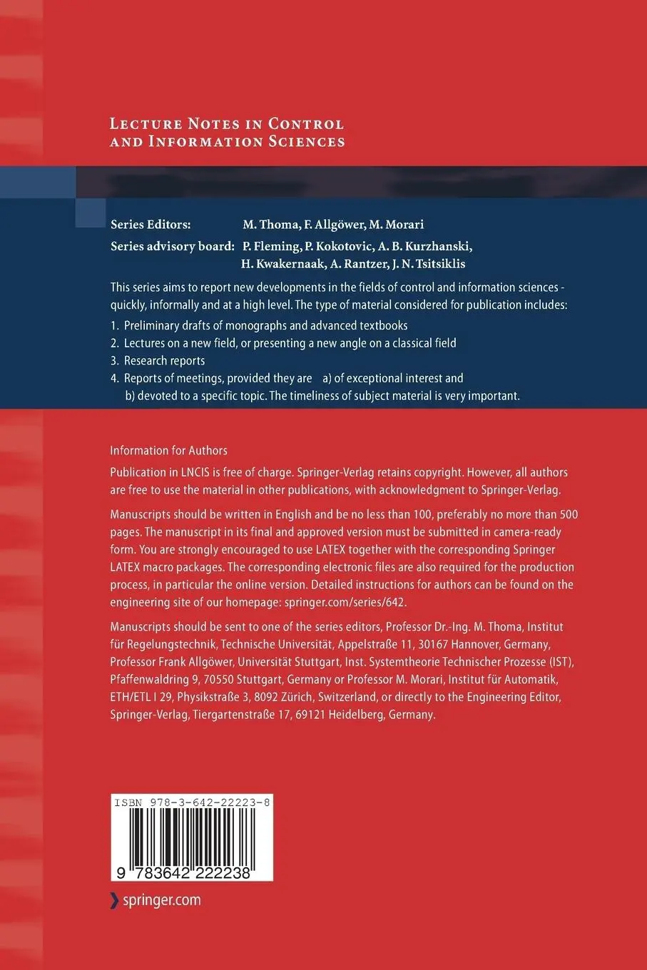 Rückseite: 9783642222238 | Sliding Mode Based Analysis and Identification of Vehicle Dynamics | x