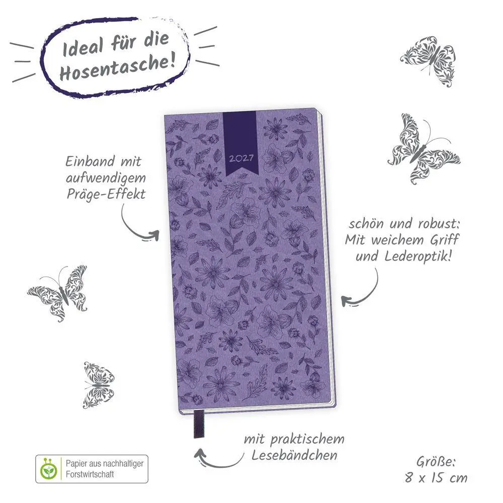 Bild: 4251901512338 | TRÖTSCH - Taschenterminer Soft Touch Blumen 2027 | KG | Kalender