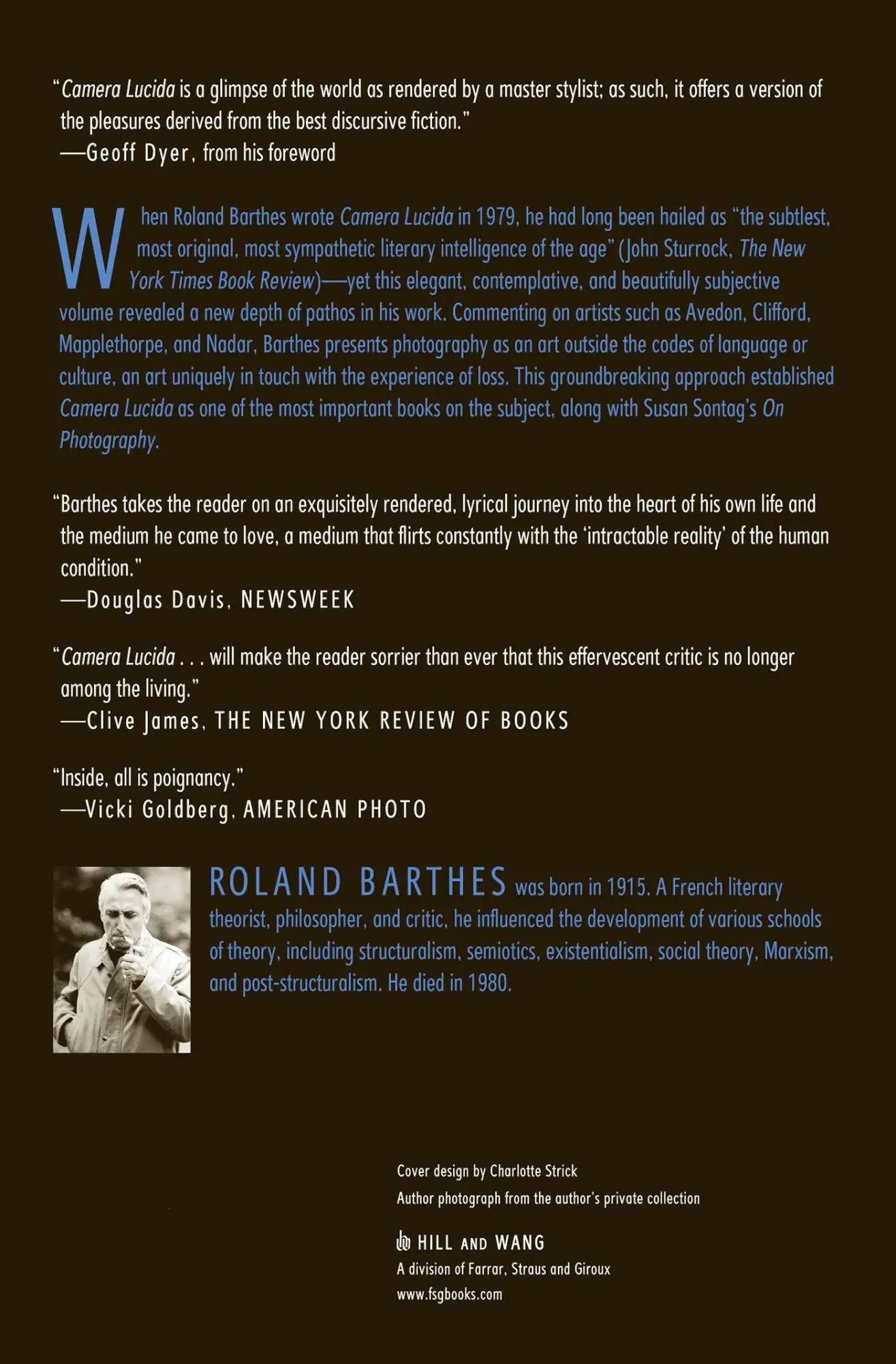 Rückseite: 9780374532338 | Camera Lucida | Reflections on Photography | Roland Barthes | Buch