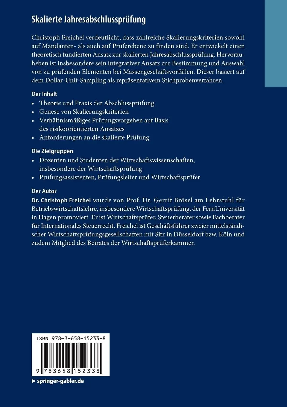 Rückseite: 9783658152338 | Skalierte Jahresabschlussprüfung | Christoph Freichel | Taschenbuch