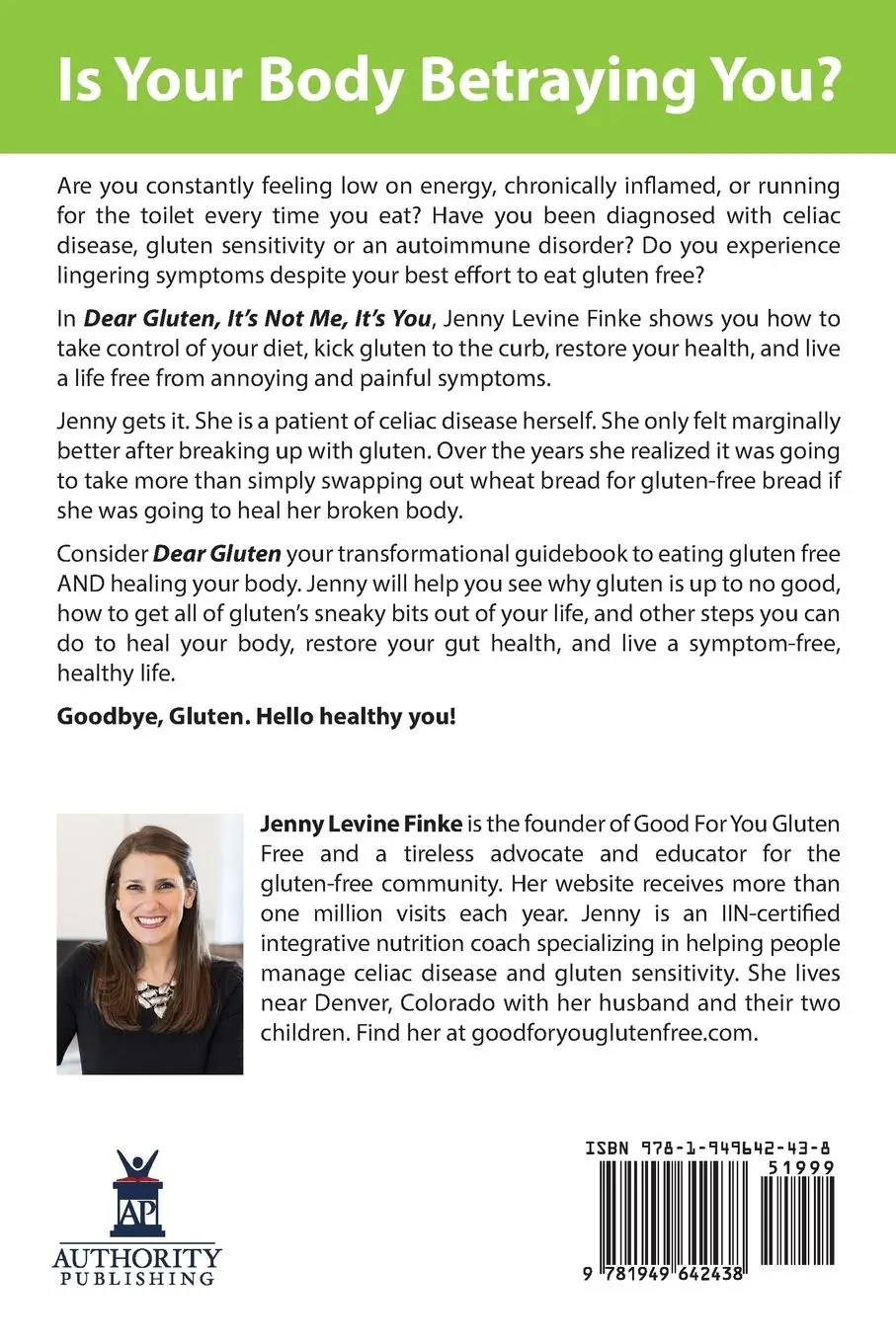 Rückseite: 9781949642438 | Dear Gluten, It's Not Me, It's You | Jenny Levine Finke | Taschenbuch