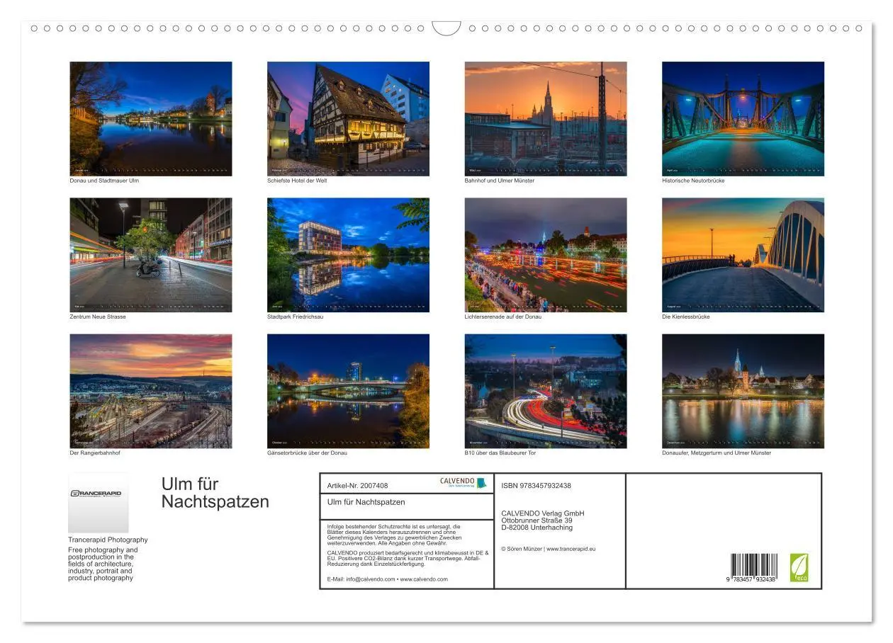 Bild: 9783457932438 | Ulm für Nachtspatzen (Wandkalender 2026 DIN A2 quer), CALVENDO...