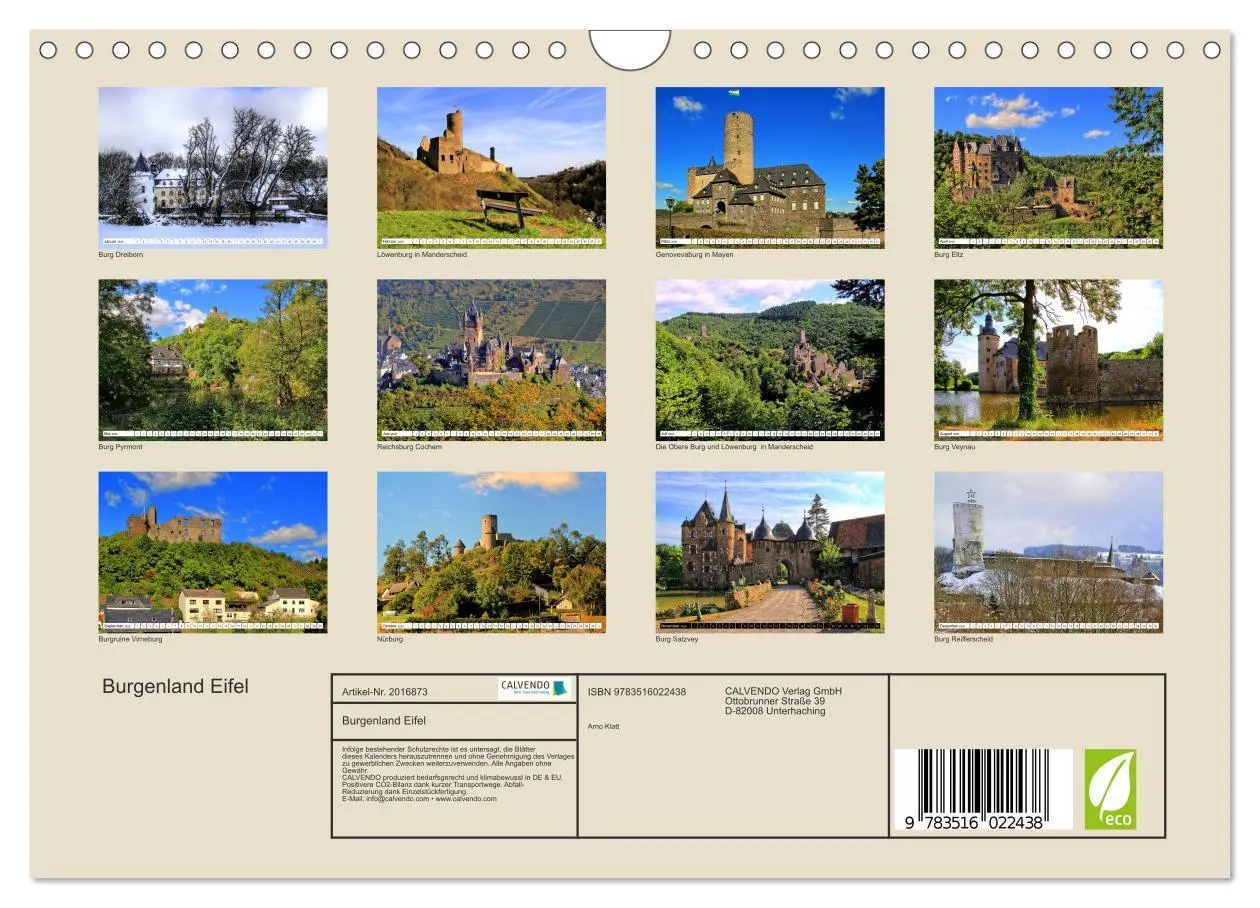 Bild: 9783516022438 | Burgenland Eifel (Wandkalender 2026 DIN A4 quer), CALVENDO...