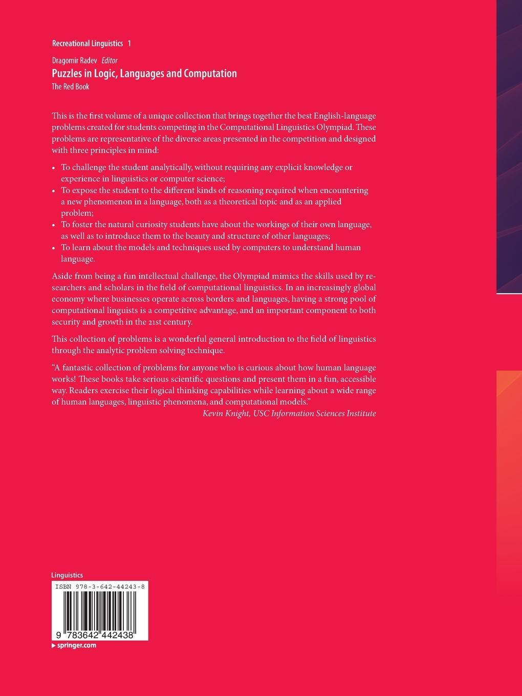 Rückseite: 9783642442438 | Puzzles in Logic, Languages and Computation | The Red Book | Radev