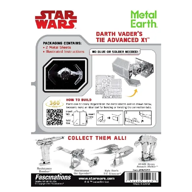 Bild: 32309012538 | Metal Earth: STAR WARS DV Tie Fighter | Steel Model Kit | 502664