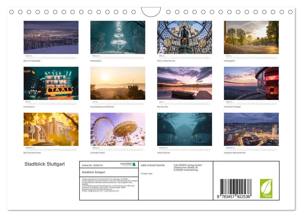 Bild: 9783457922538 | Stadtblick Stuttgart (Wandkalender 2026 DIN A4 quer), CALVENDO...