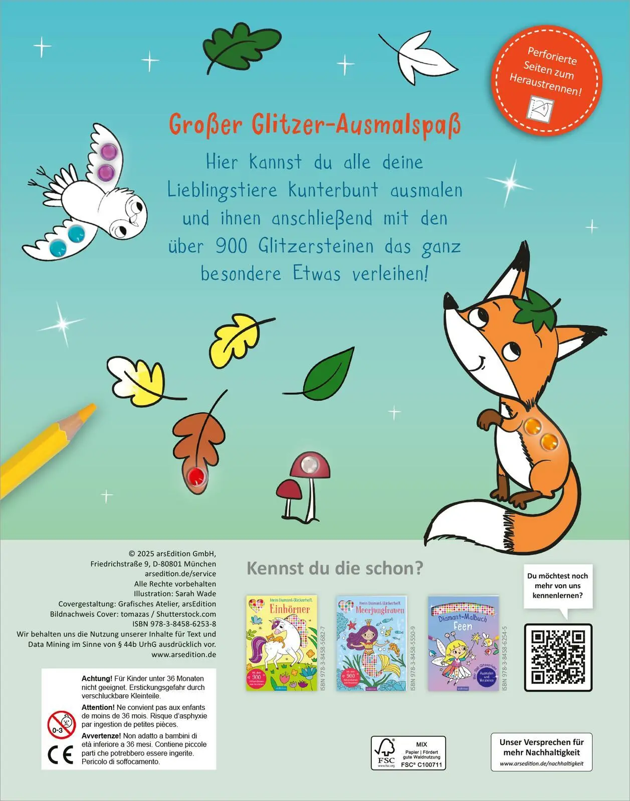 Rückseite: 9783845862538 | Diamant-Malbuch Tiere | Sarah Wade | Taschenbuch | 32 S. | Deutsch