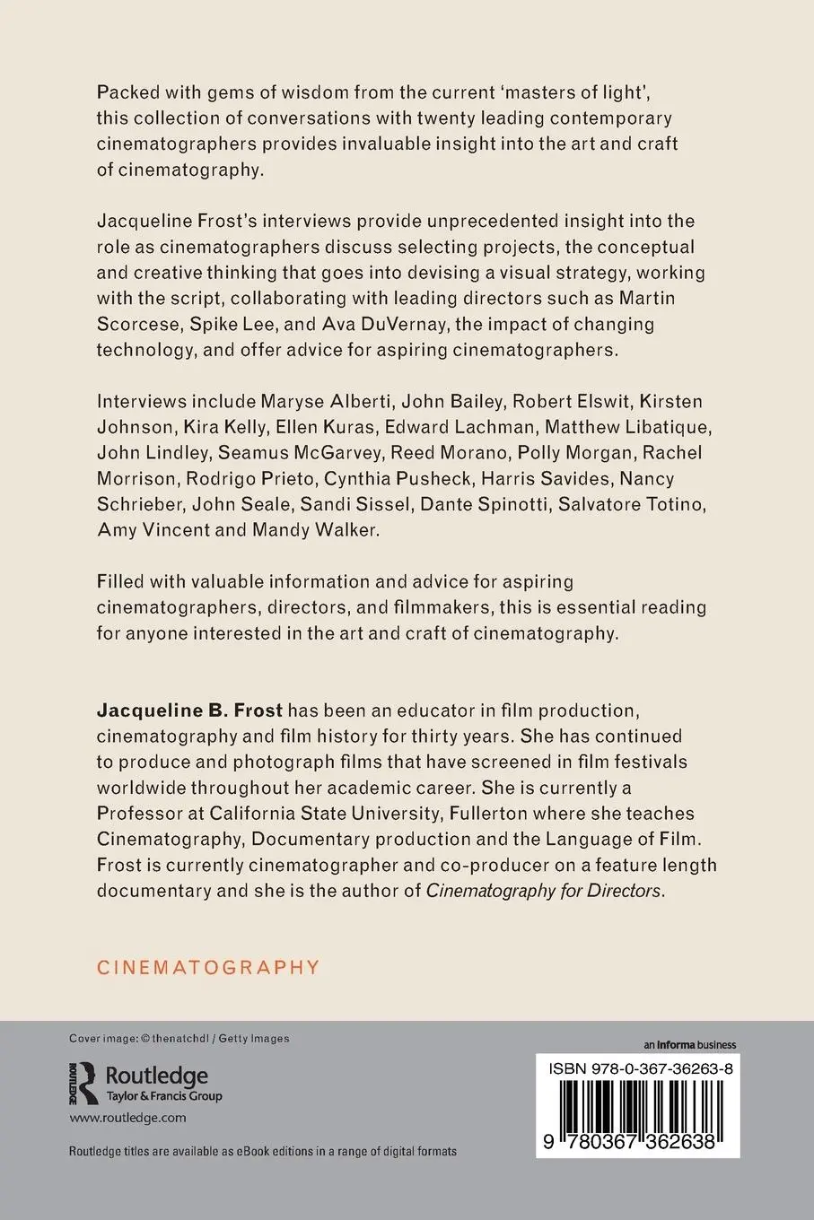 Rückseite: 9780367362638 | Conversations with Contemporary Cinematographers | Jacqueline B Frost
