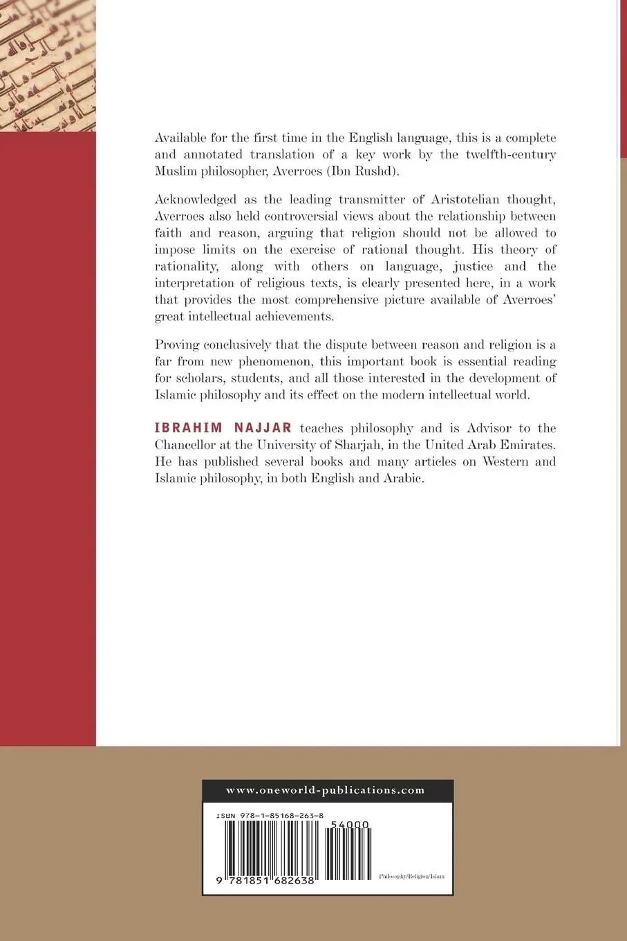 Rückseite: 9781851682638 | Faith and Reason in Islam | Averroes | Taschenbuch | Englisch | 2012