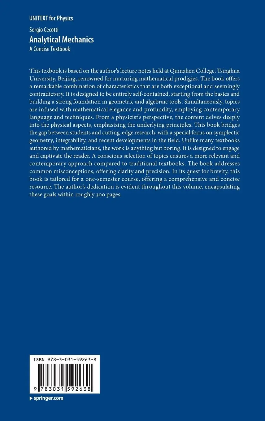 Rückseite: 9783031592638 | Analytical Mechanics | A Concise Textbook | Sergio Cecotti | Buch