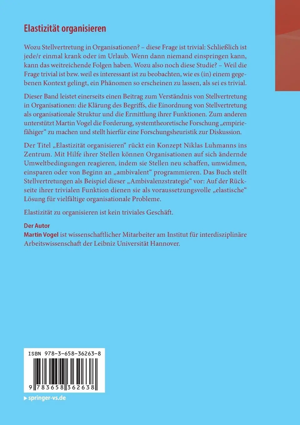 Rückseite: 9783658362638 | Elastizität organisieren | Martin Vogel | Taschenbuch | Paperback