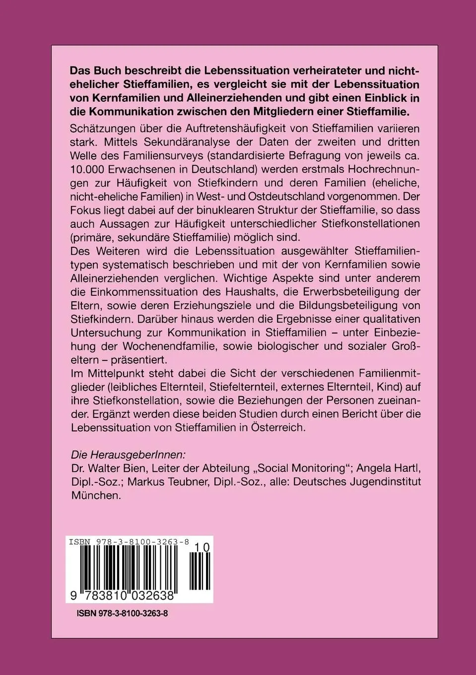 Rückseite: 9783810032638 | Stieffamilien in Deutschland | Walter Bien (u. a.) | Taschenbuch