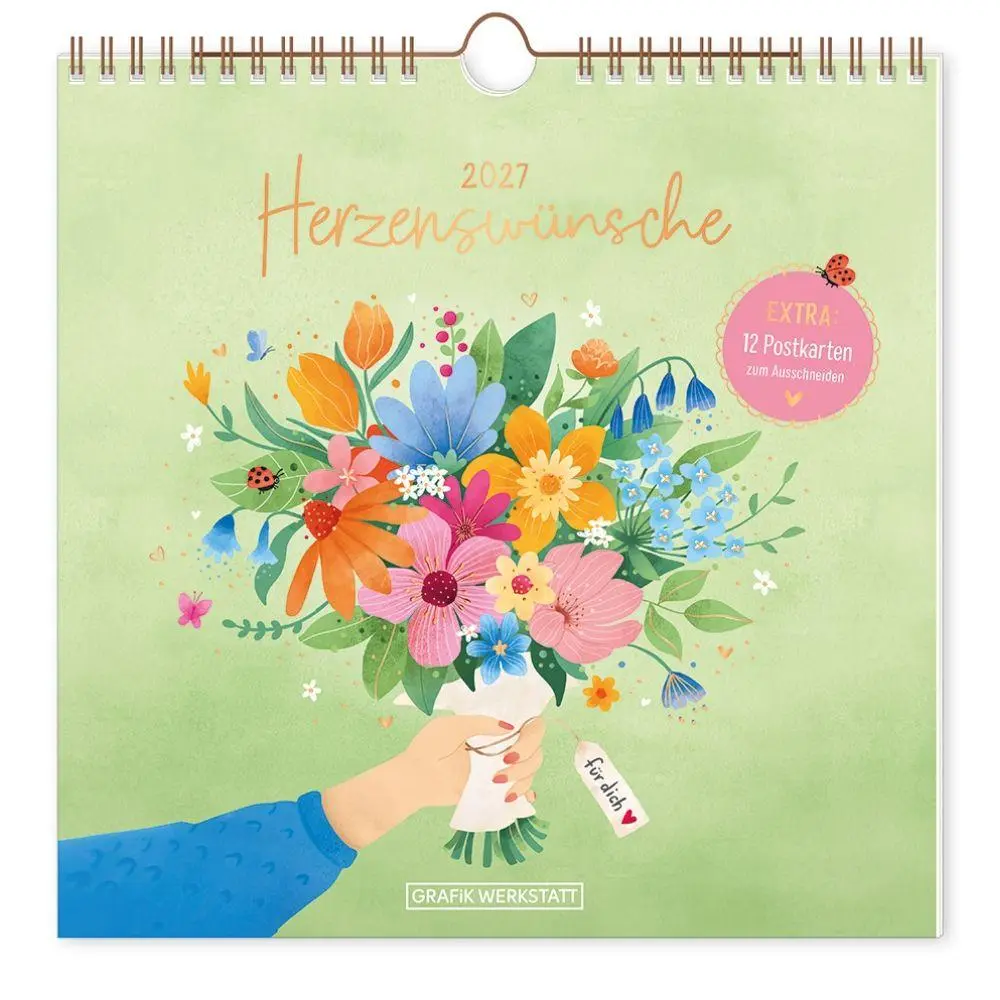 Cover: 9783986362638 | Wandkalender quadratisch 2027 Herzenswünsche | Wandkalender | Original