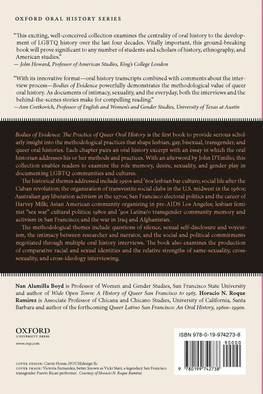 Rückseite: 9780199742738 | Bodies of Evidence | The Practice of Queer Oral History | Boyd (u. a.)