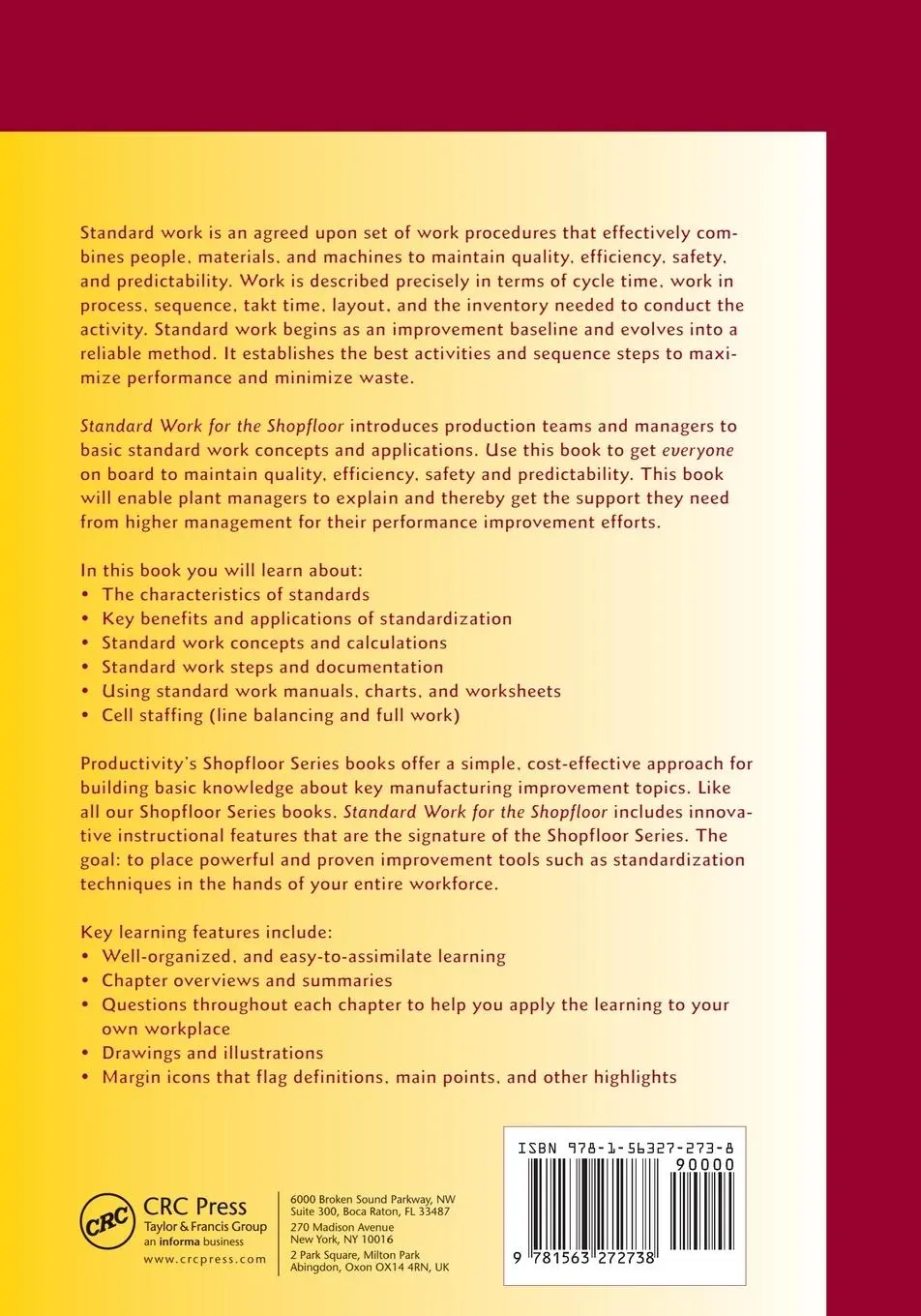 Rückseite: 9781563272738 | Standard Work for the Shopfloor | Productivity Press Development Team