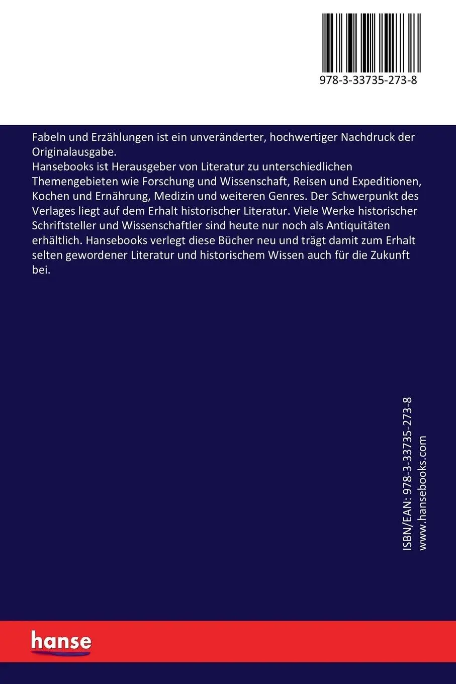 Rückseite: 9783337352738 | Fabeln und Erzählungen | Gotthold Ephraim Lessing | Taschenbuch | 2017